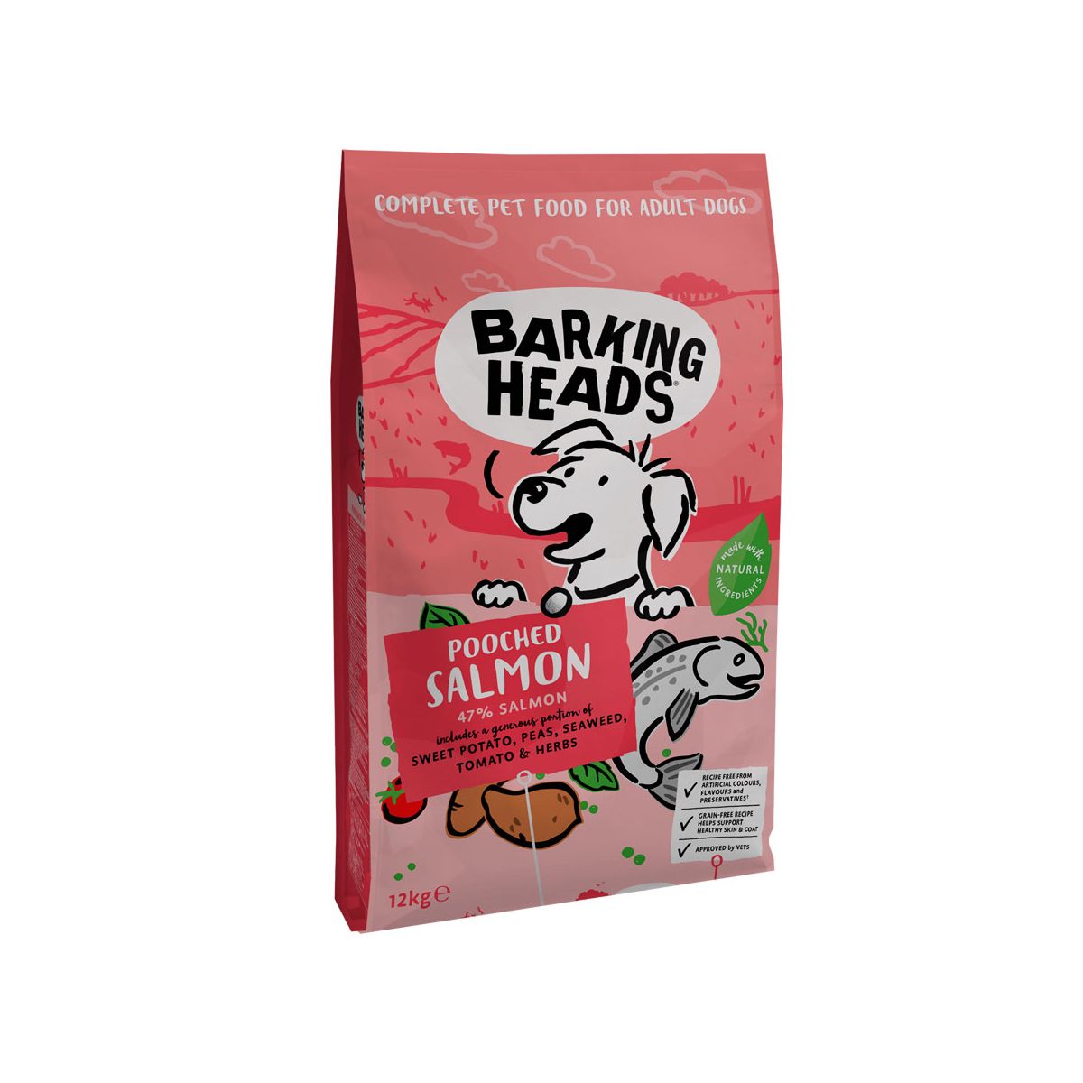 Barking Heads Pooched Salmon maistas šunims su lašiša, 12 kg