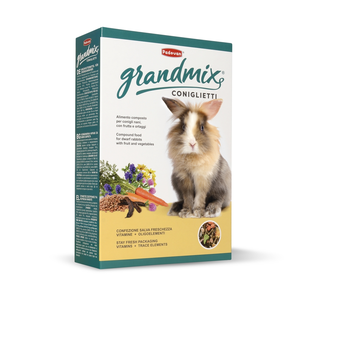 Padovan GrandMix Conigilietti visavertis maistas triušiams, 850 g - 