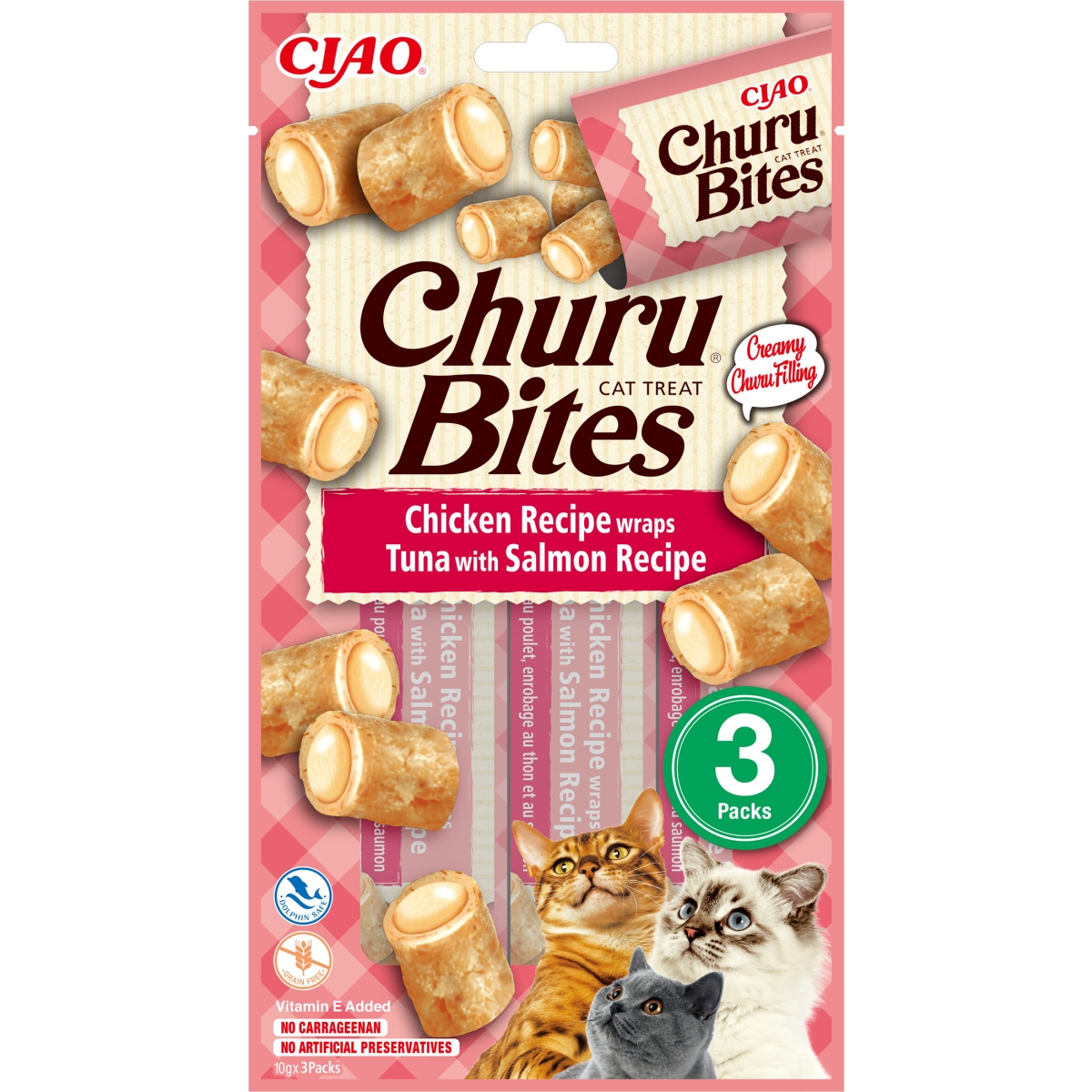 Churu skanėstai katėms, su vištiena, lašiša ir tunu, 3x10 g - 