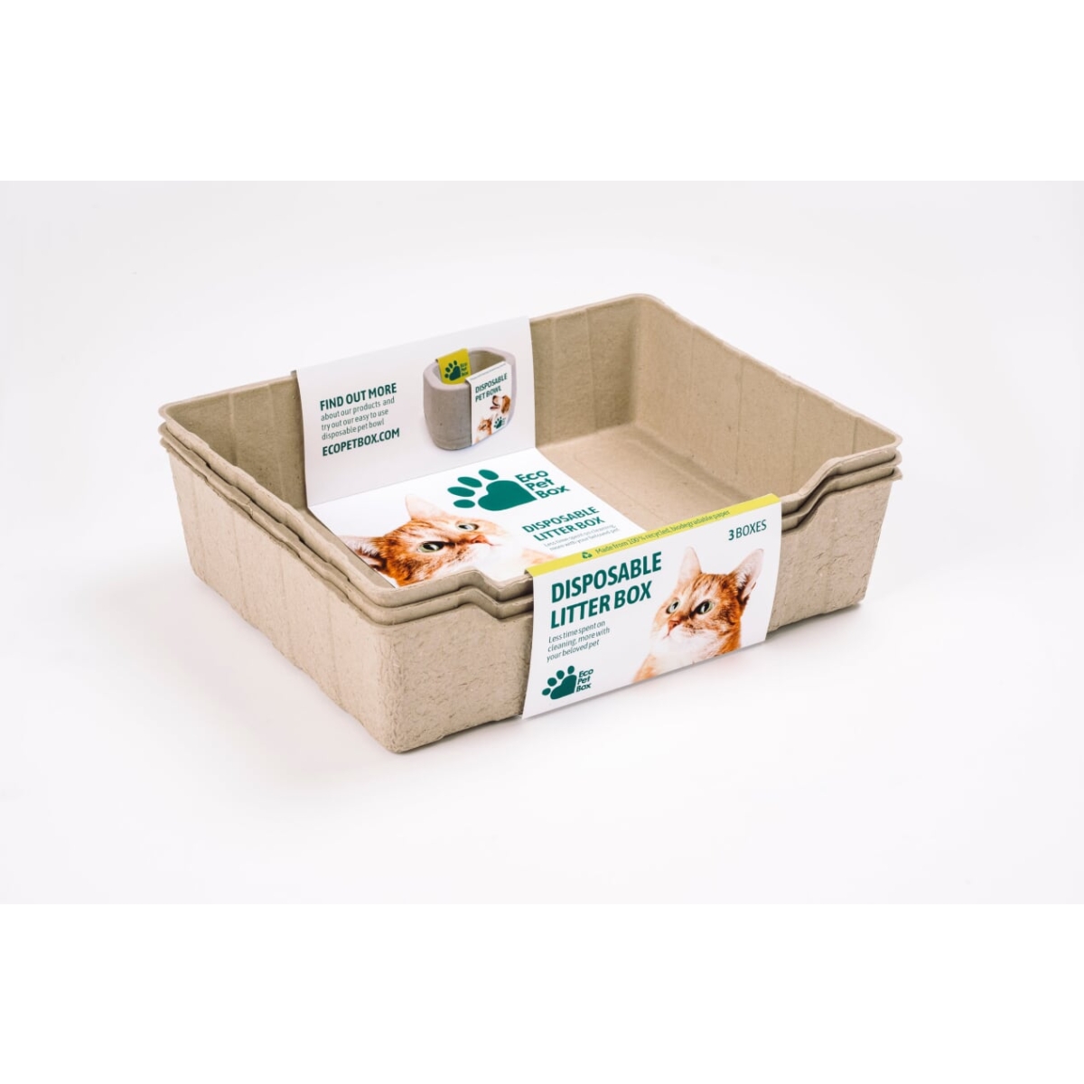 Eco Pet Box biologiškai suyrantis tualetas katėms, 44x34x12 cm, 3 vnt. - 
