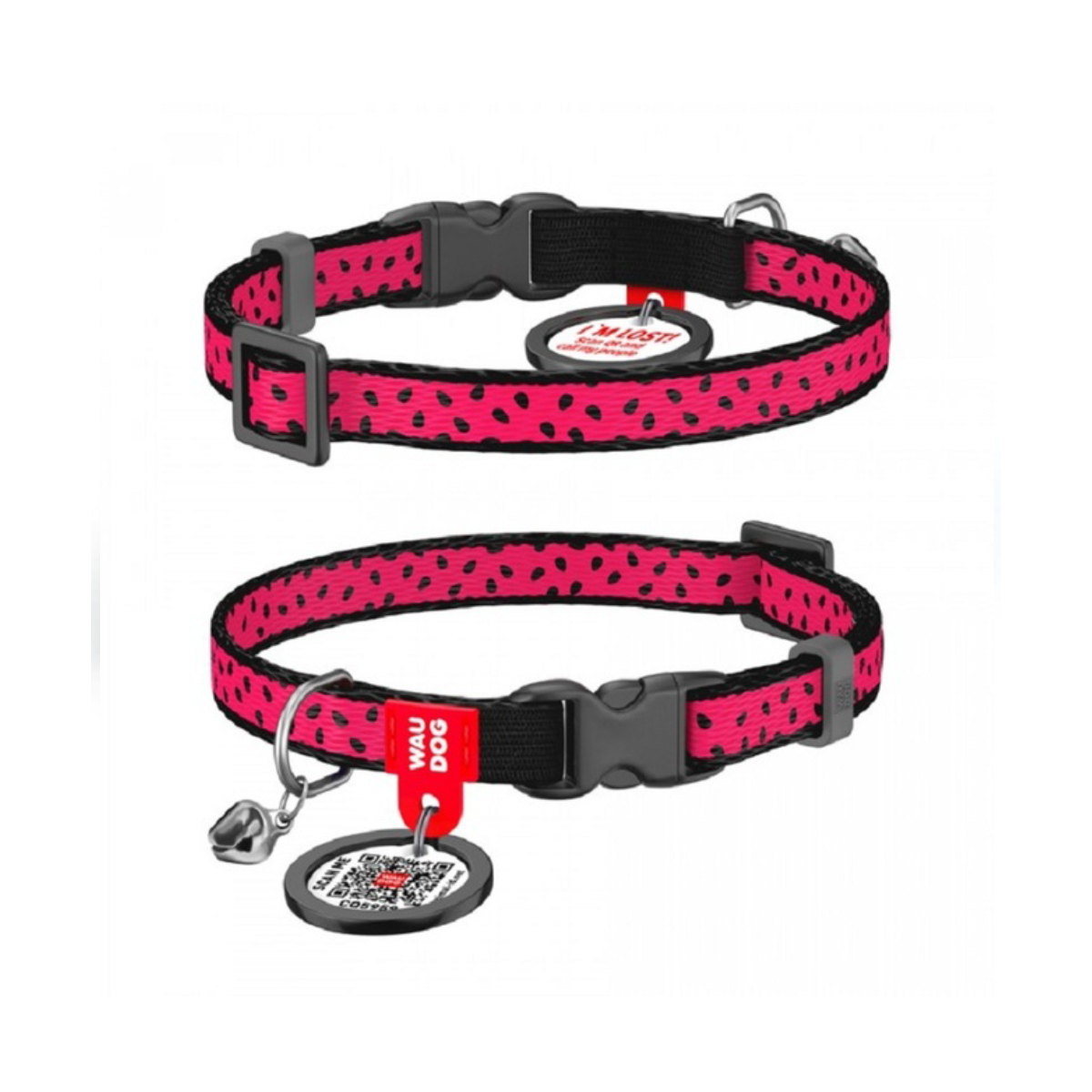 Collar Waudog antkaklis katėms su QR kodu, 20-30 cm, arbūzo rašto -  1