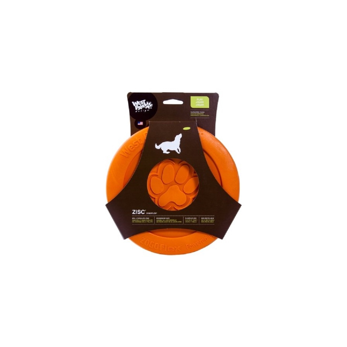 West Paw Zisc guminis žaislas 21,6 cm, oranžinis - 