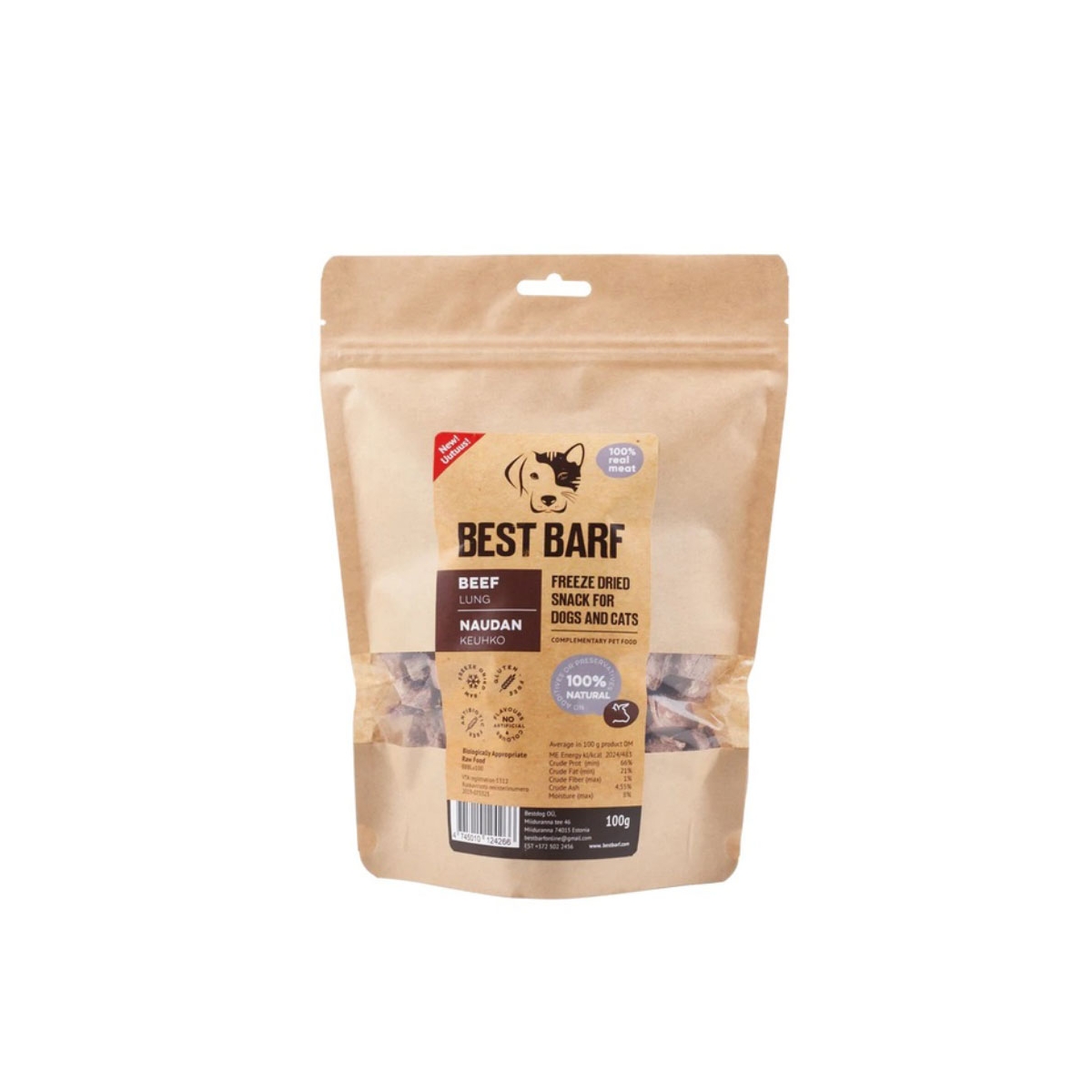Best Barf šaltai džiovinti jautienos plaučiai, 100 g -  1