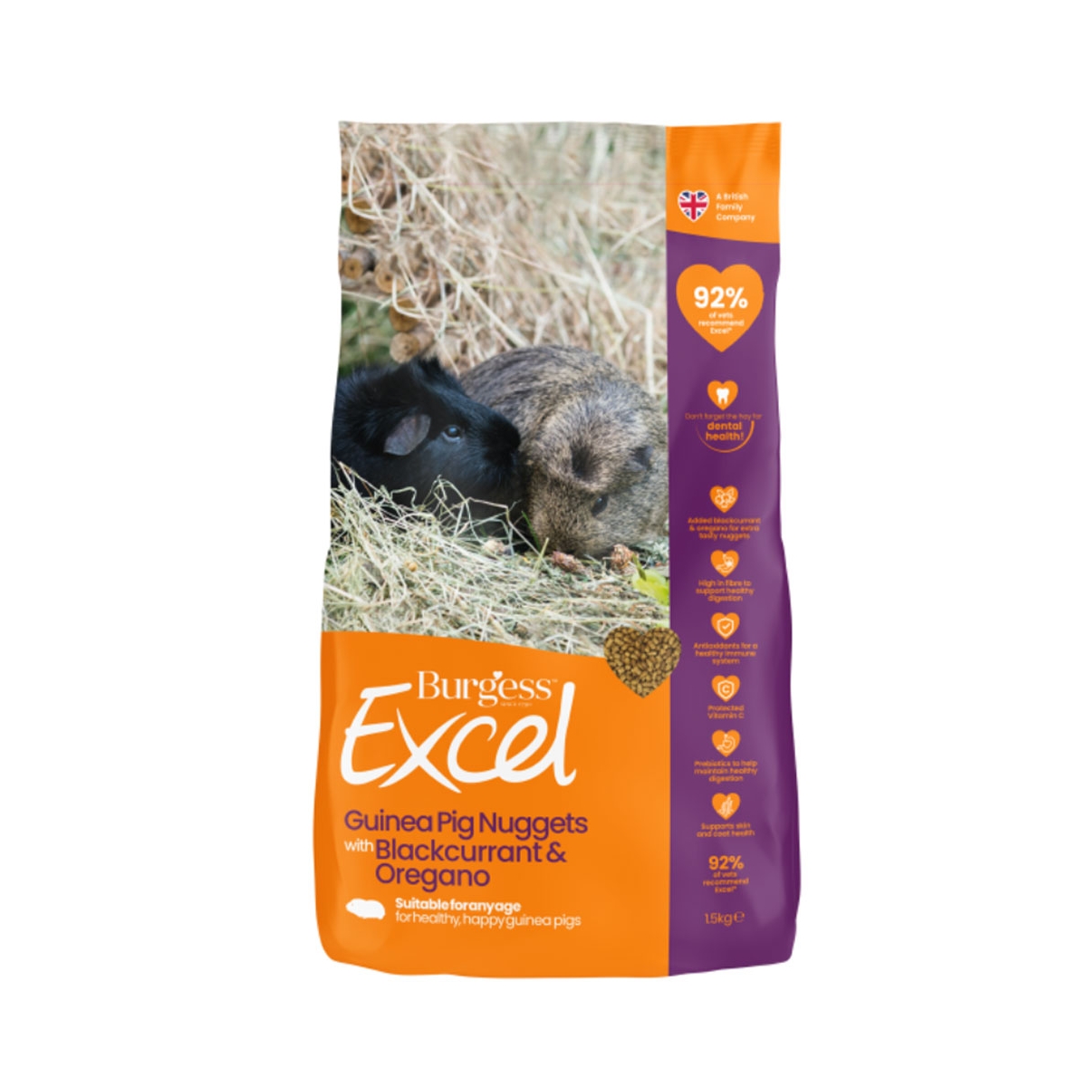 Burgess Excel maistas suaugusioms jūrų kiaulytėms, 1,5 kg - 