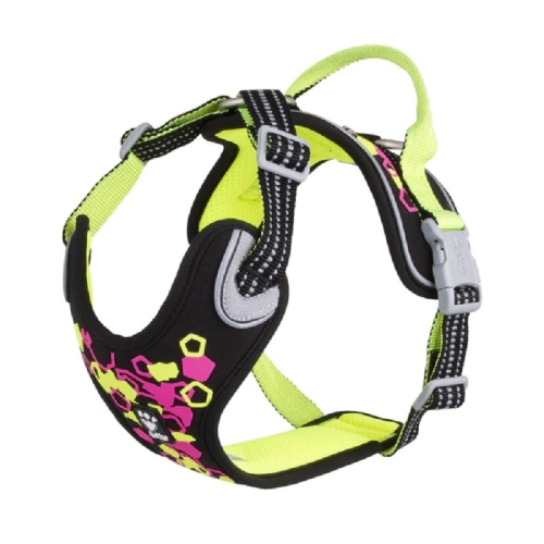 Hurtta Weekend Warrior Neon petnešos, 80-100 cm, juodos-neoninės