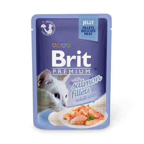 Brit Premium delicate konservai katėms su lašiša žele 85g 
