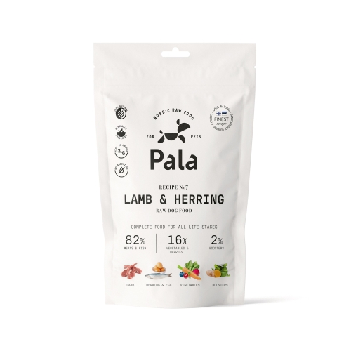 Pala Raw Food maistas šunims su ėriena ir silke, 100 g