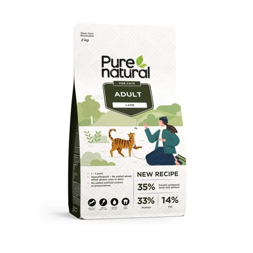 Purenatural maistas katėms su ėriena, 2 kg