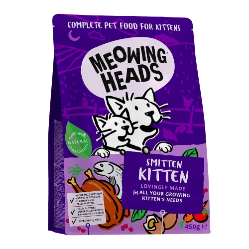 Meowing Heads Kitten sausas maistas kačiukams su višt. žuvimi, 450 g