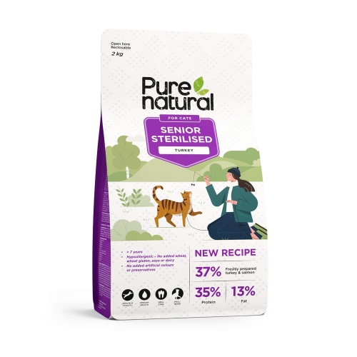 Purenatural sausas maistas sterilizuotoms katėms su kalakutiena, 2 kg