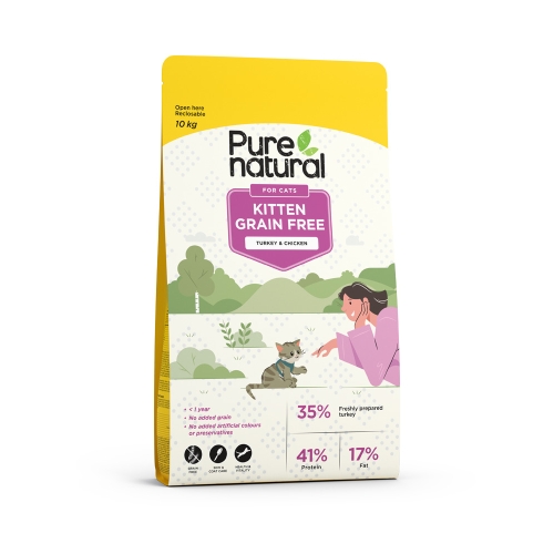 PURENATURAL GF KITTEN SAUSAS MAISTAS KAČIUKAMS SU VIŠTIENA/KALAKUTIENA, 10 KG