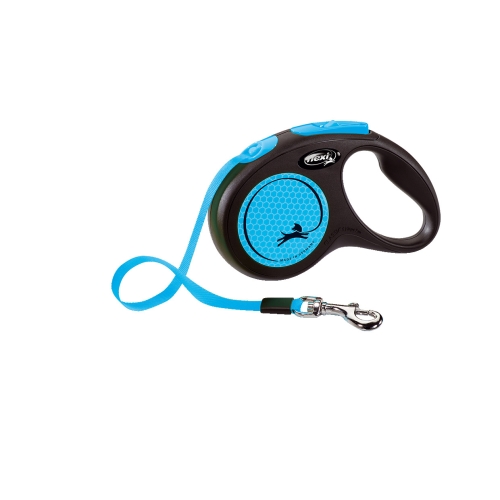 Flexi Neon automatinis juostinis pavadėlis S/5 m, mėlynas