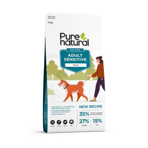 Purenatural Sensitive sausas maistas šunims su antiena, 12 kg