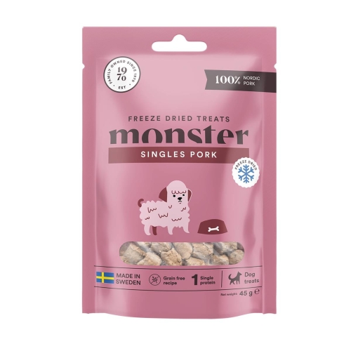 Monster Dog liofilizuoti skanėstai šunims – 100 % kiauliena, 45 g