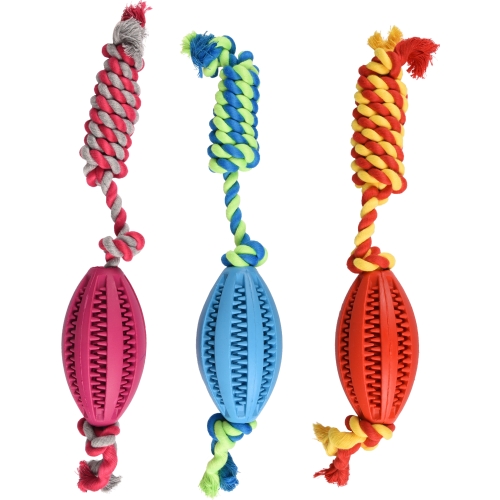 *Flamingo Rugby guminis žaislas su virve, įv.spalvų