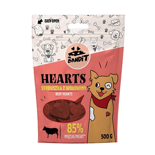 Mr. Bandit Hearts skanėstas šunims su jautiena, 500 g