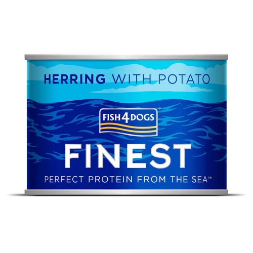 Fish4Dogs Finest Herring konservai šunims su silke, 185 g