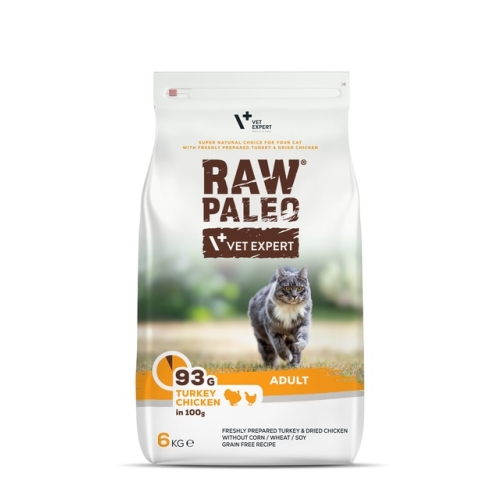 Raw Paleo Adult Cat sausas maistas katėms su kalakut./vištiena, 6 kg