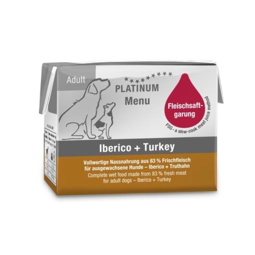 Platinum Menu konservai šunims su Iberijos kiauliena ir kalakut. 90 g