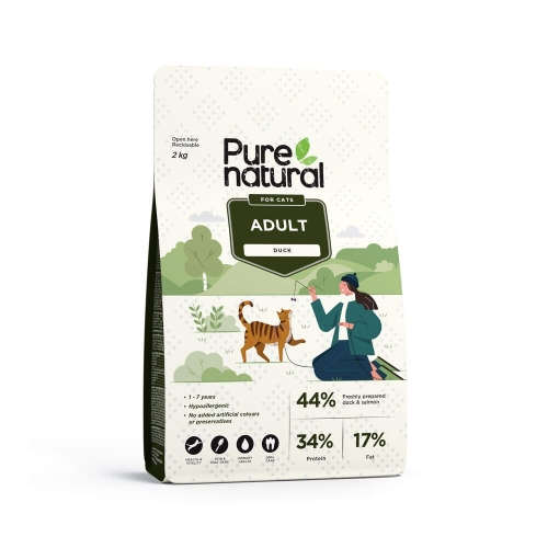 Purenatural sausas maistas katėms su antiena, 2 kg