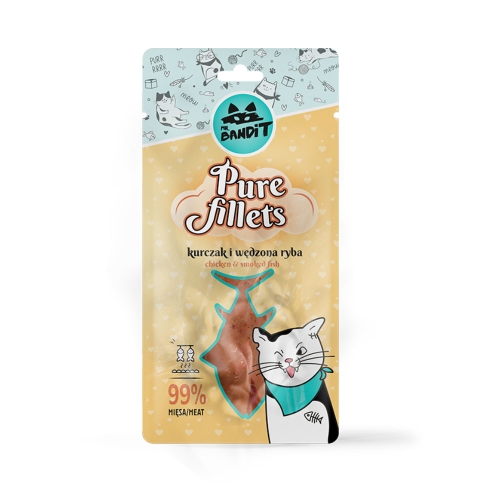 Mr.Bandit Pure Fillets skanėstai katėms su vištiena ir lašiša, 30g