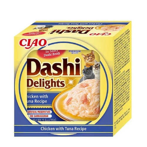 Churu Dashi Delights tyrė katėms su tunu ir vištiena, 70 g