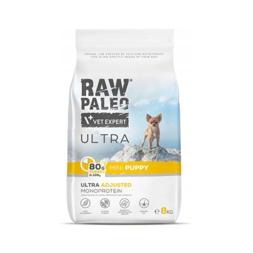 Raw Paleo Ultra puppy mini maistas šuniukams su kalakutiena, 8 kg