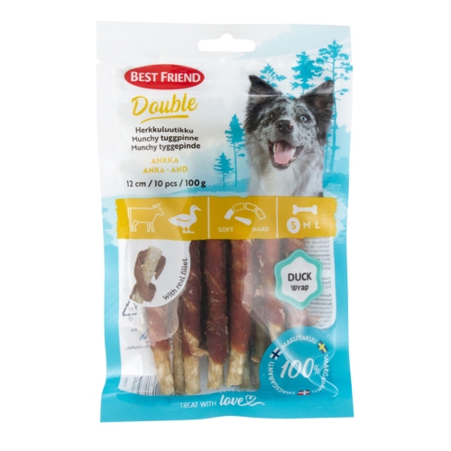 Best Friend Double skanėstai-lazdelės šunims su antiena, 100 g