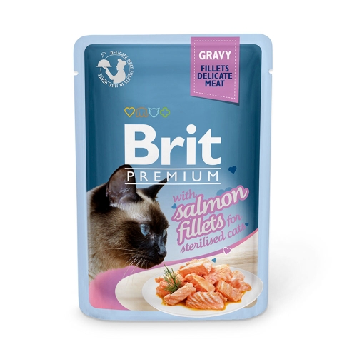 Brit Premium delicate konservai steril katėms su lašiša 85g