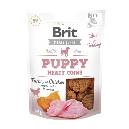 Brit Care Jerky Coins mėsingi skanėstai šuniukams su kalakutiena, 80 g