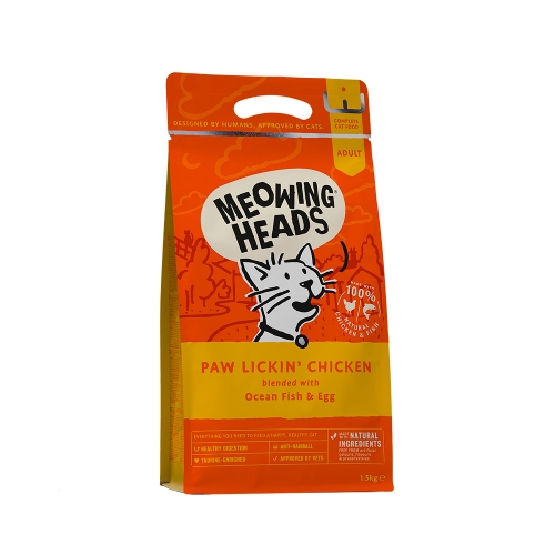 Meowing Heads Paw Lickin' Chicken sausas maistas katėms su višt. 1,5kg