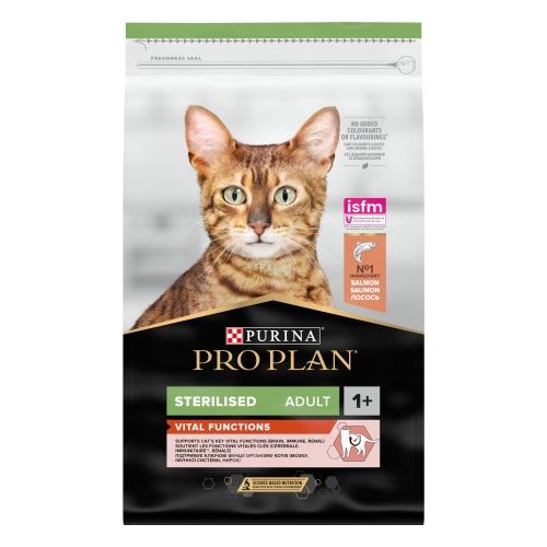 Pro Plan Sterilised sausas maistas steril. katėms su lašiša, 1,5 kg