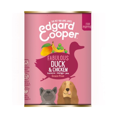 Edgard Cooper konservai šuniukams, su antiena ir vištiena, 400g