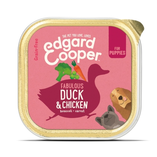 Edgard Cooper konservai šuniukams, su antiena ir vištiena, 150g
