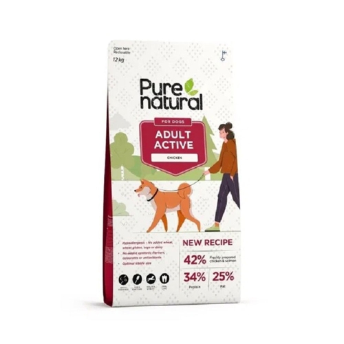 Purenatural maistas aktyviems šunims su vištiena ir lašiša, 12 kg