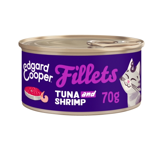 Edgard & Cooper konservuotas maistas katėms su tunu ir krevetėmis, 70g