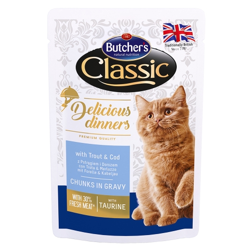 Butcher's Delic. Dinner konservai katėms su žuvimi, 100 g
