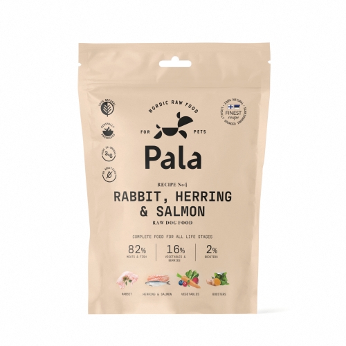 Pala Raw Food maistas su triušiena, silke ir lašiša, 400 g.