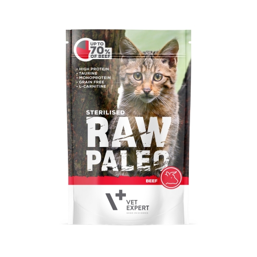 Raw Paleo Sterilized Cat guliašas steril. katėms su jautiena, 100 g