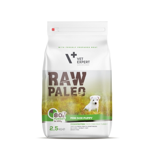 Raw Paleo Puppy Mini sausas maistas šuniukams su kalakutiena, 2,5 kg