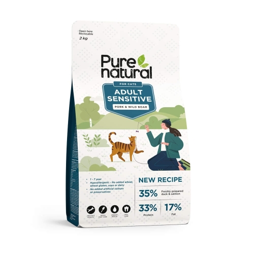 Purenatural Sensitive sausas maistas katėms su kiauliena/šerniena,2 kg