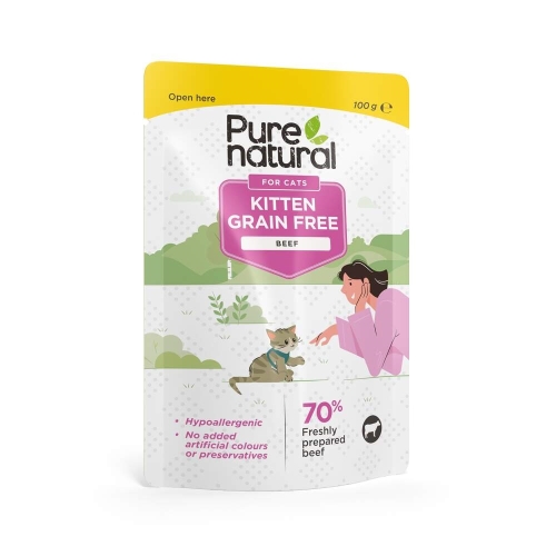 Purenatural konservai kačiukams su jautiena, 100 g