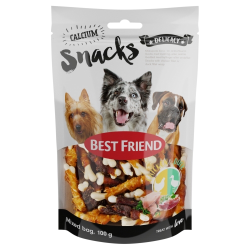 Best Friend šunų užkandis su vištiena/antiena ir kalciu, 100 g