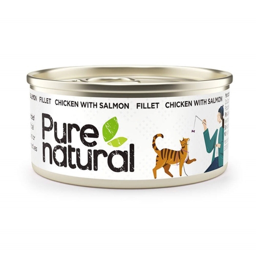 Purenatural konservai katėms su vištiena ir lašiša, 70 g