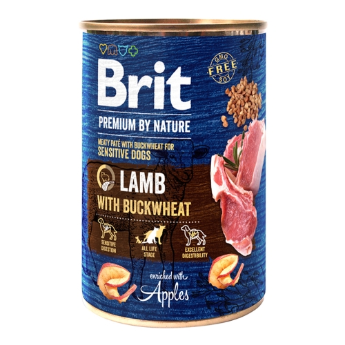 Brit Premium By Nature konservai su ėriena ir grikiais, 800g
