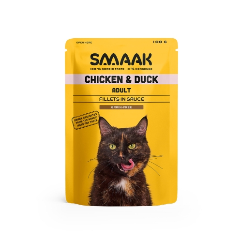 SMAAK konservai katėms su vištiena ir antiena, 100 g