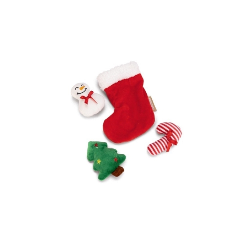 Beeztees Xmas Stocking rinkinys: kalėdinė kojinė ir žaislai katei
