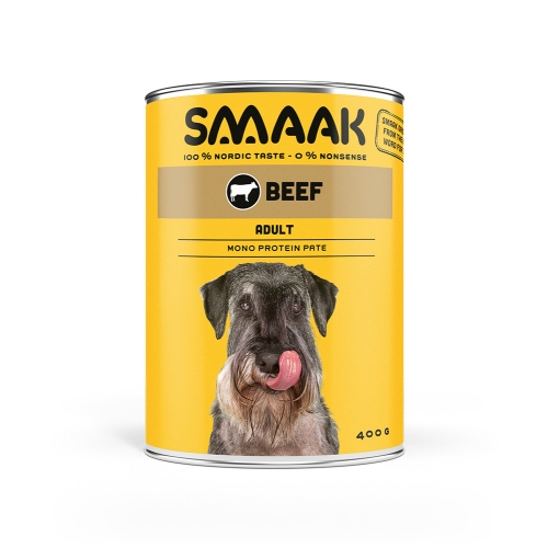 SMAAK jautienos ir ryžių konservai suaugusiems šunims, 400g