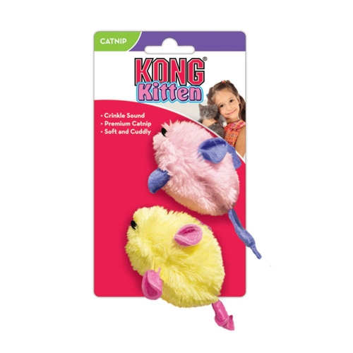 KONG Kitten Mice pelytės kačiukams, 2 vnt., įv. spalvų