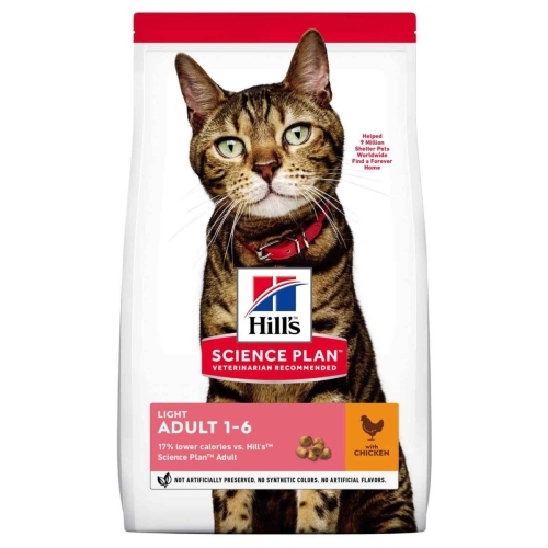 Hill's Science Plan Light Adult sausas maistas katėms su višt. 1,5 kg